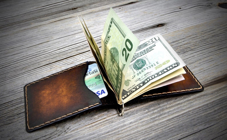 Minimalist Money Clip Leather Wallet Personalized Mens Leather Wallet Valentine S Day Gift For Him Birthday Gift For Him Gift For Men - 